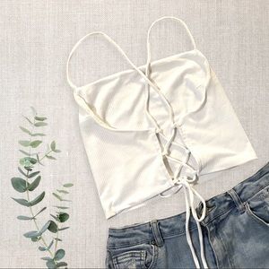 Lace back crop top